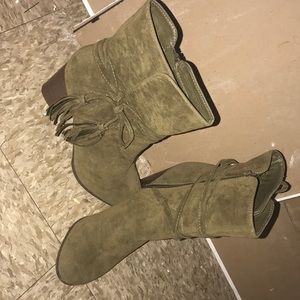 Olive green boots!